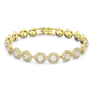 Swarovski Una Angelic Tennis Bracelet, Clear circle-cut Swarovski Crystals with Matching Crystal Pavé on a Gold Tone Finish Setting, Part of the Swarovski Una Angelic Collection