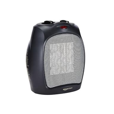 Amazon Basics Ceramic Space Heater, Portable Indoor Heating Solution, With Overheat and Tip-Over Protection, Thermostat, Non-Oscillating, 1500W, 7.52"D x 6.34"W x 9.45"H, Black