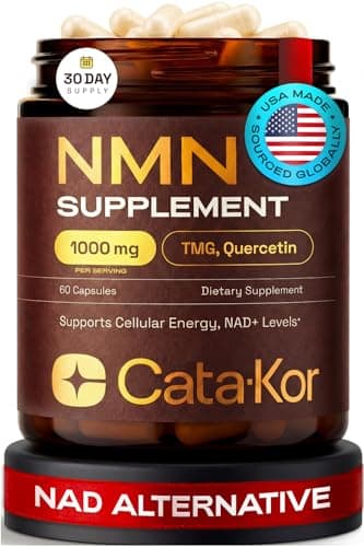 Cata-Kor NMN Supplement – 4-in-1 NAD Supplement with Quercetin | TMG | Resveratrol – NMNH Alternative – Supports Cellular Energy & NAD+ Level – 60 Capsules – Third-Party Tested (1 Pack)