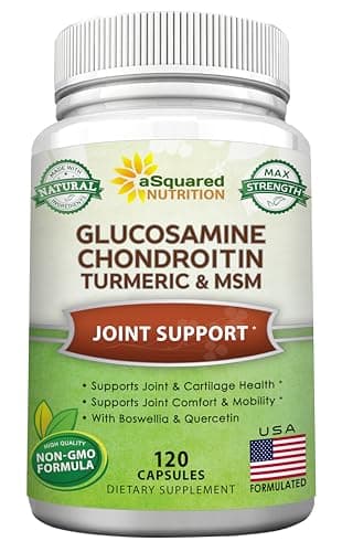 aSquared Nutrition Glucosamine Chondroitin Turmeric MSM Boswellia - 120 Capsules - Joint Support Supplement - Joint Support Relief Pills for Health - Natural Supplement for Back, Knee & Hands