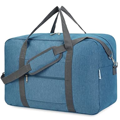Narwey Carry on Luggage 22x14x9 Airline Approved Foldable Duffle Bag for Travel Packable Duffel Bag for Traveling Airplane for Women and Men 40L (Navy Blue (With Shoulder Strap))