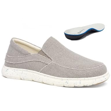 Kelway Mens Slip On Shoes, Arch Support Loafers Orthopedic Casual Boat Shoes/Recycled Outsole/Non-Slip/Breathable/Wide Toe Box Grey 11