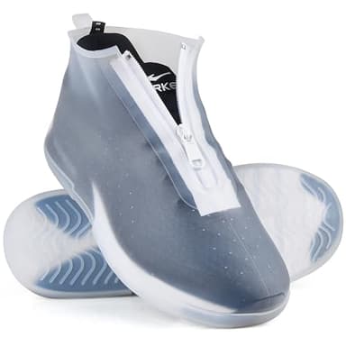 Waterproof Shoe Covers Slip-Resistant Overshoes Newly Upgraded and Latest Model for Men Women, Reusable Rain Boots for Outdoor, Cycling, Hiking, Work (Transparent, L (Women 8-10.5, Men 7-10))