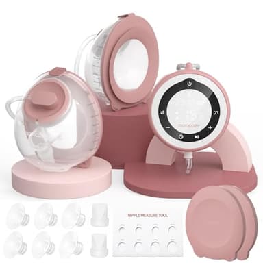 Momcozy Breast Pump V1 Pro Hospital-Grade, Hands-Free & Portable Wearable Pump, Upgraded Electric Pump with 3 Fine-Tuned Rhythms|15 Levels, Come with Leak-Proof DoubleFit Flange, Cozy Red.