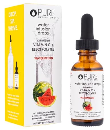Pure Inventions - Water Infusion Drops - Daily Immunity Support, Rich in Antioxidants, Electrolytes - No Sugar, Calories, or Artificial Sweeteners- Watermelon, 30 servings