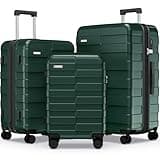 Vipbox Luggage Sets 3 Piece (3-YEARS VIP SERVICE) Hardside Expandable Ultra Durable Polycarbonate Lightweight Carry On Travel Suitcase with TSA Lock Spinner Wheels, Forest Green