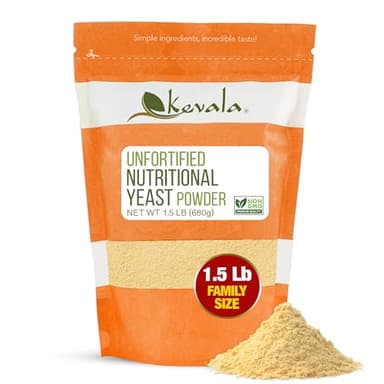 Kevala Nutritional Yeast - Premium Non Fortified Powder for Vegan Cooking, Product of USA, Seasoning with a Cheesy Flavor, Dry Yeast With No Added Salt for Everyday Vegan Food Nutrition, 1.5 lb