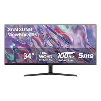 SAMSUNG 34" ViewFinity S50GC Series Ultra-WQHD Monitor, 100Hz, 5ms, HDR10, AMD FreeSync, Eye Care, Borderless Design, PIP, PBP, LS34C502GANXZA, 2023, Black