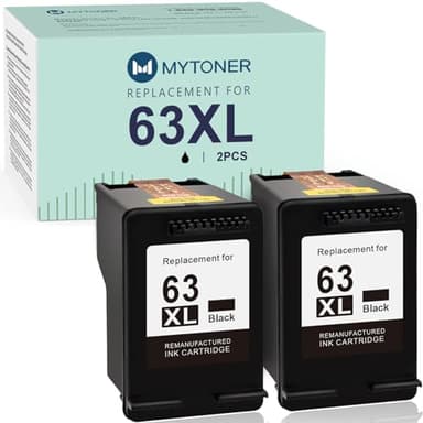 MYTONER Remanufactured Ink Cartridge 63 Black Replacement for HP 63XL 63 XL for HP OfficeJet 3830 5255 5258 Envy 4520 4512 4513 4516 DeskJet 1112 1110 3630 3632 3634 2130 2132 Printer (2 Black)