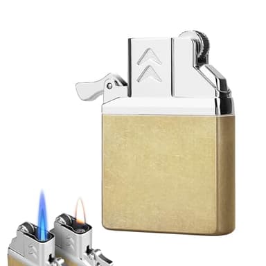 YUSUD Butane Lighter Insert, Butane Refillable Lighters, Dual Torch Jet Flame & Yellow Soft Flame, Best Unique Lighters for Men Women (No Included Fuel)