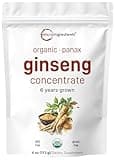 Micro Ingredients Maximum Strength Organic Korean Ginseng Root 200:1 Powder, 4 Ounce, Red Panax Ginseng Powder, Active Ginsenosides, Vegan Friendly