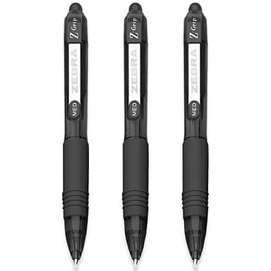 Zebra Z-Grip Smooth Mini Retractable Ballpoint Pens - 1.0mm - Black - Pack of 3
