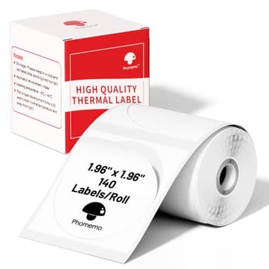 Phomemo Multi-Purpose Self-Adhesive Round Circle Label for Phomemo M110/M100/M220/M221/M108 Label Maker, 1.96" x 1.96"（50x50 mm） Thermal Labels for Barcode, DIY Logo Design, Black on White