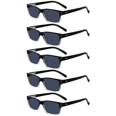 Eyekepper Vintage Reading Sunglasses for Men - 5 Pack Grey Tinted Lens Readers +1.75