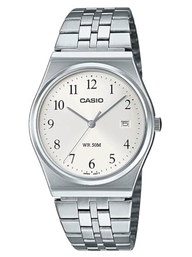Casio MTP-B145D-7BV Men's Vintage Stainless Steel Easy Reader White Dial 3-Hand Analog Watch