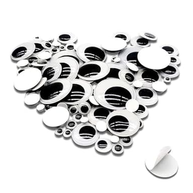 TOAOB 100pcs Plastic Googly Wiggle Eyes Self Adhesive Round 6mm to 35mm White Sticker Eyes for DIY Crafts Scrapbooking Decoration