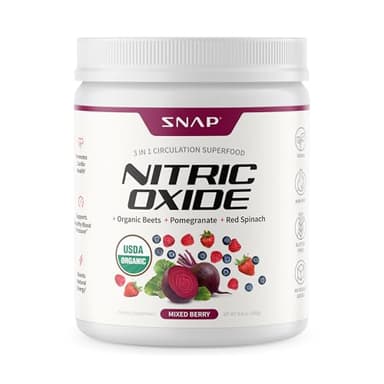 Snap Supplements Organic Beet Root Powder Nitric Oxide Supplement for Men & Women, Red Spinach & Pomegranate, Supports Healthy Energy & Blood Pressure Already in Normal Range, 30 Servings, Mixed Berry