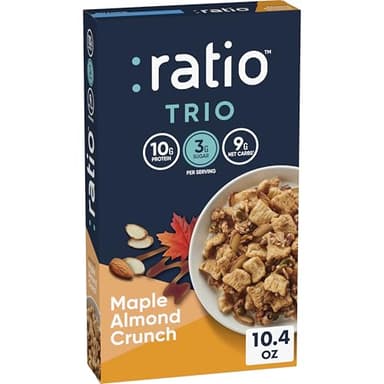 Ratio Trio Maple Almond Crunch Cereal, 10g Protein, Keto Friendly, 10.4 oz