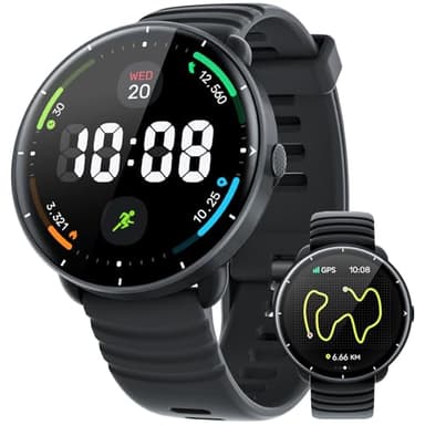 Parsonver Smart Watch for Swimming, 5ATM Waterproof Watch for Pool & Open Water, AI Swim Analysis, Built-in GPS & Compass, AMOLED Fitness Trackers 100+ Sports Modes, Heart Rate & Sleep Monitor, Black