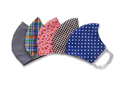 HOPE LOVE SHINE Face Masks w/Adjustable Ear Loops & Filter Pocket - Reusable, Washable Cloth Fabric Face Masks for Women, Men, Adult (WELL MIXED 5 PCS)