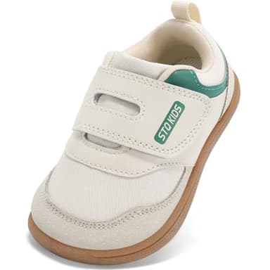 Toddler Wide Toe Box Shoes Boys Barefoot Shoe Girls Sneakers Kids Tennis Non-Slip Zero Drop First Walking Breathable Running Athletic School Grounding Shoes Beige Green Toddler 9