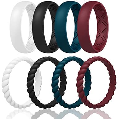 Egnaro Women's Bridal Rings Sets, Inner Arc Ergonomic Breathable Design Silicone Rubber Wedding Bands