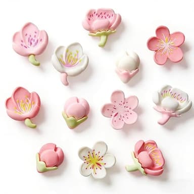 MJDPH Pink Cute Flower Fridge Magnets, Colorful Refrigerator Stickers with Meticulously Crafted Pattern for Kitchens, Offices, Lockers and Home Decoration.(12 PCS Sakura)