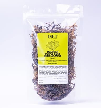 Purple Gold Sea Moss, Chondrus crispus - 100% Wildcrafted from Jamaica - Organic, Raw, Sundried - Packed with 92 Minerals and Nutrients