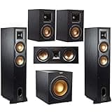 Klipsch Reference 5.1 Home Theater System - Bundle with 2X R-26FA Floorstanding Speaker, 2X R-41M Bookshelf Speaker, R-25C Channel Speaker, R-12SW Subwoofer