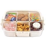 JINXIUYONGYUE New snack box container with lid divider tray for storing vegetables, fruits, candies, and nuts. Snack cooked food box suitable for children, adults traveling, parties, and picnics