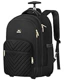MATEIN Rolling Backpack for Women, 17 inch Water Resistant Wheeled Laptop Backpack, Large Carry On Luggage Travel Backpack with Wheels, Trolley Suitcase Business Overnight Roller Bag for Adults, Black