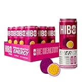 HIBO Passionfruit, Gut Friendly Energy Drink 12 FL OZ (Pack of 12) - Sugar Free - Preservative Free - Natural Energy - Key Electrolytes Antioxidants & Vitamins - Organic Caffeine - 10 Calories