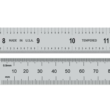PEC Tools 12"/300mm Flexible Metal Ruler, High-Quality Steel Machinist Rule with Satin Chrome Finish, Decimal/Metric Graduation (1/10", 1/100", 1mm, 0.5mm), Trusted by Professionals, Made in USA