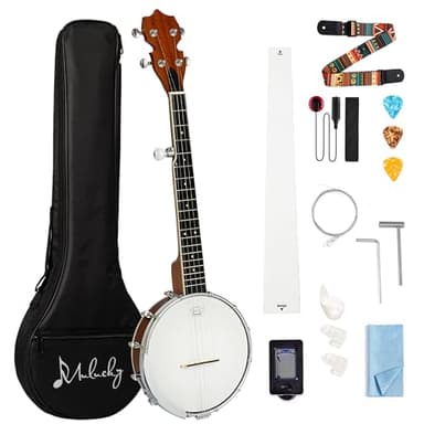 Mulucky 5 String Mini Banjo B806, 26 Inch Travel Sapele Closed Back Kit