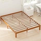 DUMOS Full Size Wood Bed Frame, 12in Wooden Platform Bed Frame Mattress Foundation with Support Slats, No Spring Needed, Storage Space Under Base, Easy Assembly, Natural Pine
