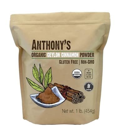 Anthony's Organic Ceylon Cinnamon Powder, 1 lb, Ground, Gluten Free, Non Irradiated, Non GMO, Keto Friendly