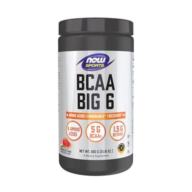 NOW Foods Sports Nutrition, BCAA (Branched Chain Amino Acids) Big 6, Watermelon Flavor, 600 Grams