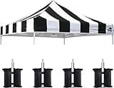 Eurmax USA Canopy Replacement Top Only,10x10 Pop Up Canopy Tent Top Cover,Choose 30 Colors,Bonus 4PC Pack Canopy Weight Bag(Stripe Black)
