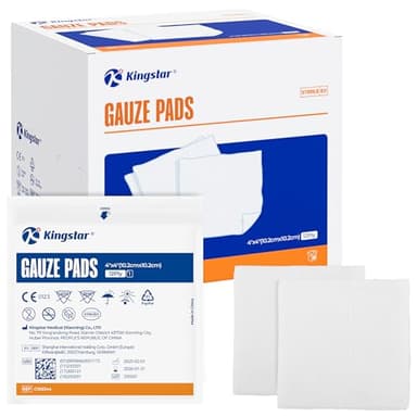 100 Pack Sterile Gauze Pads 4x4 Inch 12-Ply, 100% Cotton Large Gauze Sponges for Wound Care, Highly Absorbent Bulk Hospital-Grade First Aid & Surgical Dressing