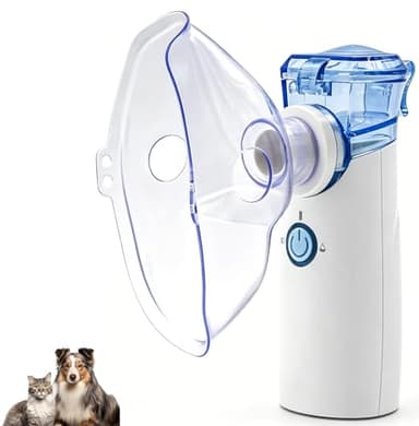 Pepultech Portabe Cat Nebulizer,Handheld Nebulizer of Cool Mist for Dog Pets, USB Rechargeable Veterinary Nebulizer,Steam Inhaler for Home Office Use for Breathing Problems,Animal Use