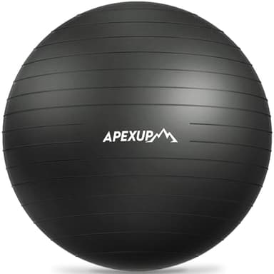 APEXUP Yoga Ball Exercise Ball Anti Slip Heavy Duty for Fitness, Balance & Core Workout (XL (27"~30") 75cm, Black)