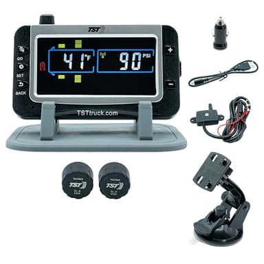 TST 507 Tire Pressure Monitoring System with 2 Cap Sensors and Color Display for Metal/Rubber Valve Stems by Truck System Technologies, TPMS for RVs, Campers and Trailers