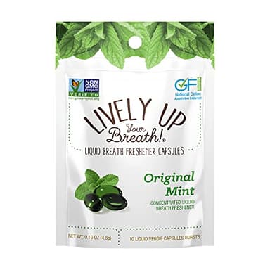 Chewable Liquid Filled Mint Capsule Breath Fresheners, 120 ct. Fights Bad Breath, Vegetarian Formula (comes in 12 individual packets)