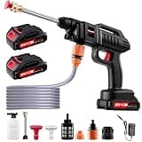Cordless Pressure Washer,1500W Portable Battery Pressure Washer, 60Bar/870 PSI High Pressure Washer Gun with 2 Nozzles, 2 Battery, 5m Hose Cordless Jet Washers/Pressure Washer for Car/Floor/Patio
