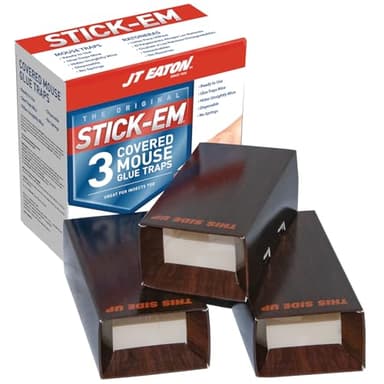 Stick-Em Covered Mouse Glue Trap – Indoor Pest Control with Protective Cover – Non-Toxic Adhesive Mouse Trap – Safe, Easy-to-Use Design