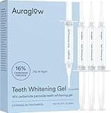 Auraglow 16% Overnight Teeth Whitening Gel Syringe Refills, 16% Carbamide Peroxide, Overnight Teeth Whitening Gel, 30 Whitening Treatments, (3) 5mL Whitening Gel Syringes, Contains Potassium Nitrate