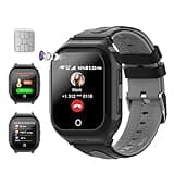 Wonlex 4G Kids Smartwatch with SIM Card, GPS Smart Watch for Kids, Health Monitor Phone Watch With Temperature, Video Calls, Camera, Pedometer, Alarm, Music Player for Boys Girls Aged 4-15 (Black)