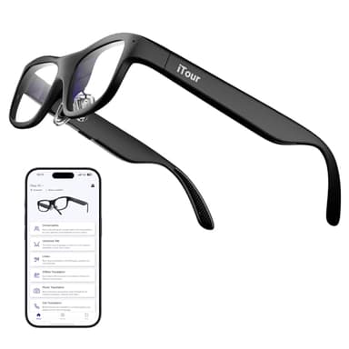 iTour A1 Smart AR Glasses, Two Way Real-Time Translator 110 Languages with iTourAR App, Offline Translation, Speech Recognition, Teleprompter, AI Assistant, AI Glasses for Travel, Meeting & Learning