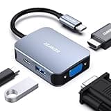 BENFEI USB C HUB 4-in-1, USB Type-C to HDMI VGA Adapter, USB C to USB Adapter, USB Type-C Power Delivery, Compatible with iPhone 15 Pro/Max, MacBook Pro/Air 2023, iPad Pro, iMac, S23, XPS 17