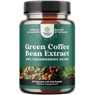 Green Coffee Bean Extract for Metabolism Support - Green Coffee Beans Chlorogenic Acid Supplement for Body Weight Maintenance & Diet Support - Herbal Capsules for Energy and Immune Help - 60 Count